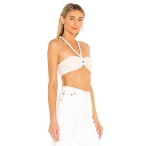 Michael Costello French Terry Halterneck Kaila Crop Top Ivory Women's SZ XL NWT